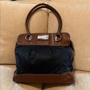 Chaps Two-Tone Black and Brown Satchel